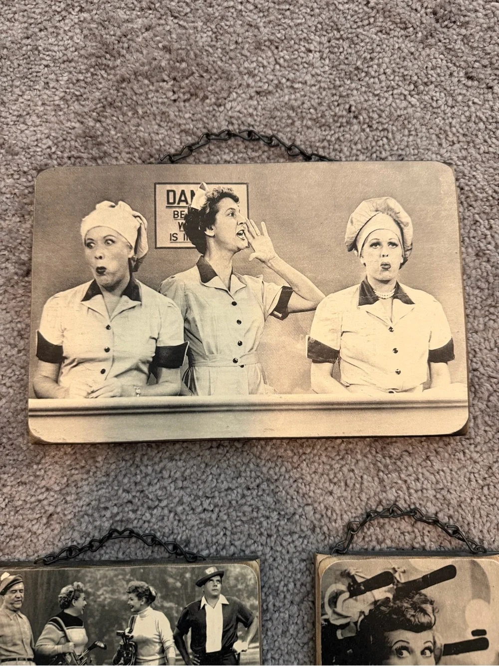 I Love Lucy Vintage-Style Black & White Wood Plaque Set